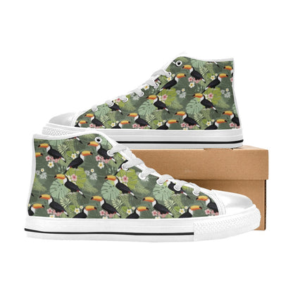 Toucan Print Design LKS304 Men's High Top Canvas Shoes