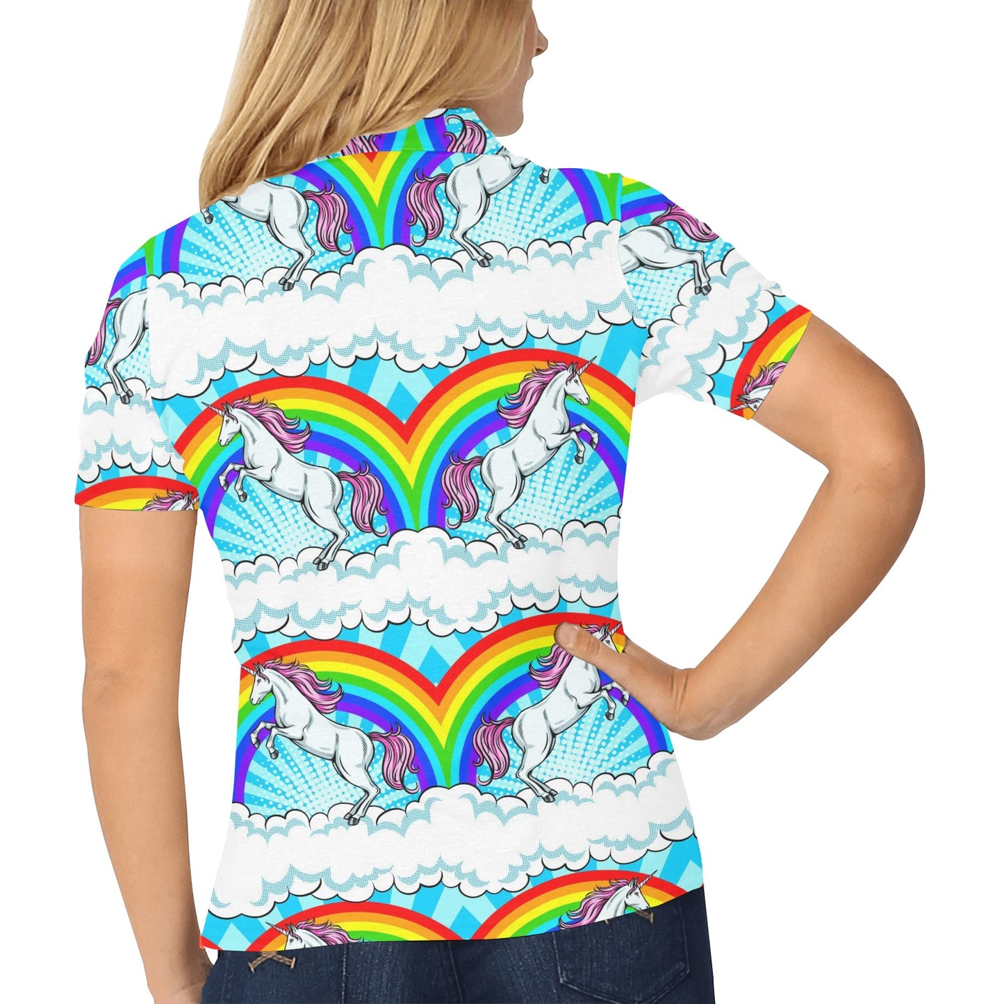 Unicorn Rainbow Women's Polo Shirt
