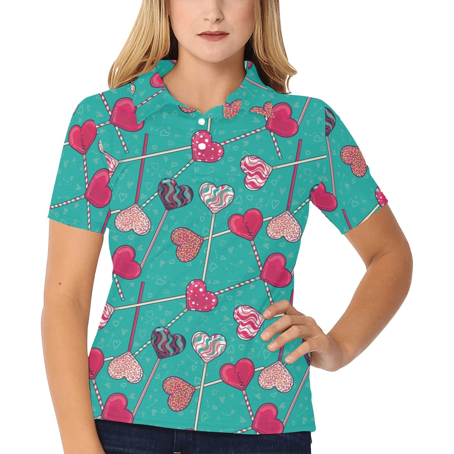 Lollipop Pattern Print Design LL01 Women's Polo Shirt