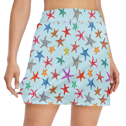 Starfish Print Design LKS402 17" Golf & Pickleball Skort with Pockets