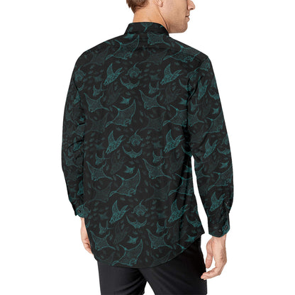 Manta Ray Print Design LKS402 Men's Long Sleeve Dress Shirt
