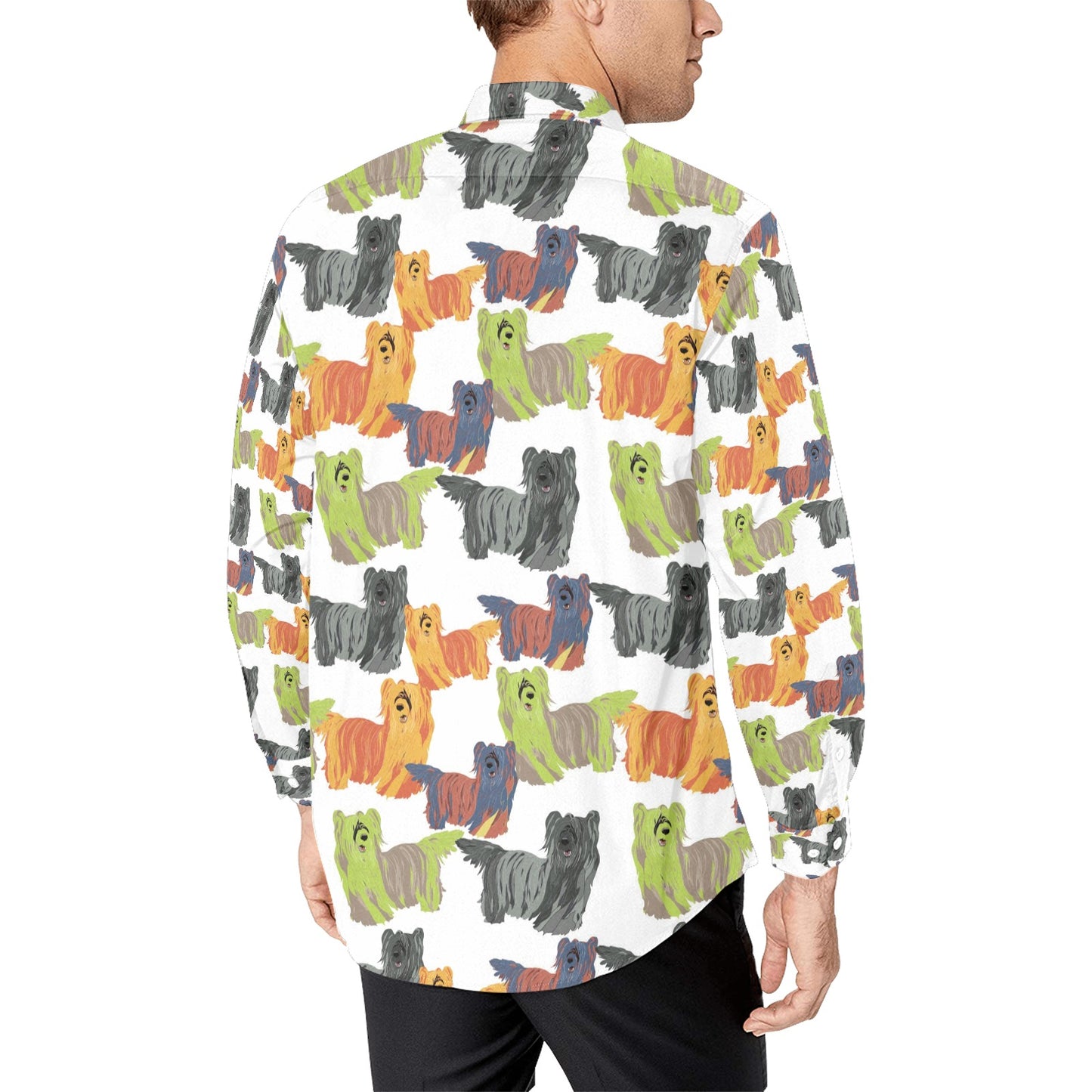 Skye Terriers Print Design LKS301 Men's Long Sleeve Dress Shirt