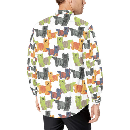Skye Terriers Print Design LKS301 Men's Long Sleeve Dress Shirt
