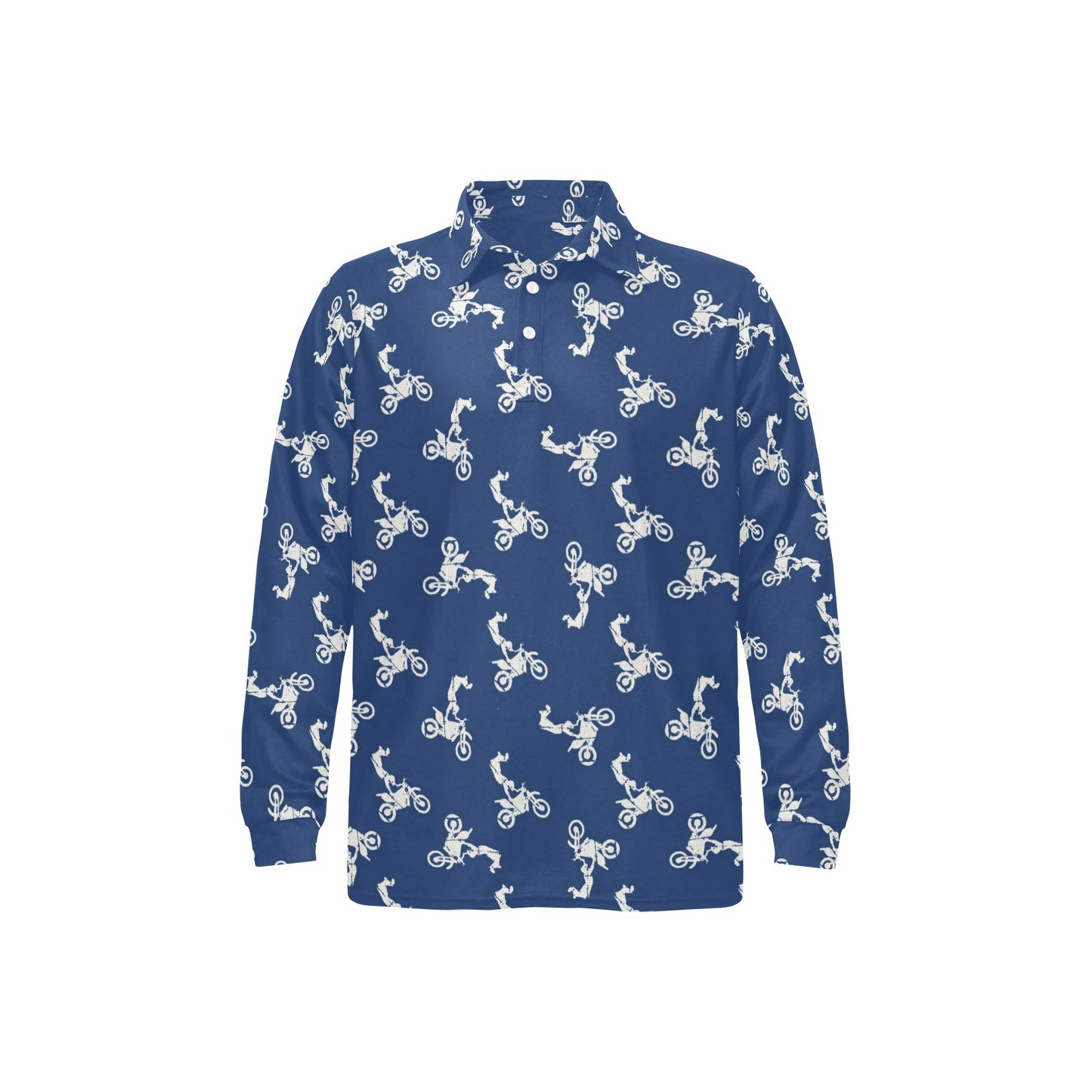 Motocross Pattern Print Design 01 Long Sleeve Polo Shirt For Men's