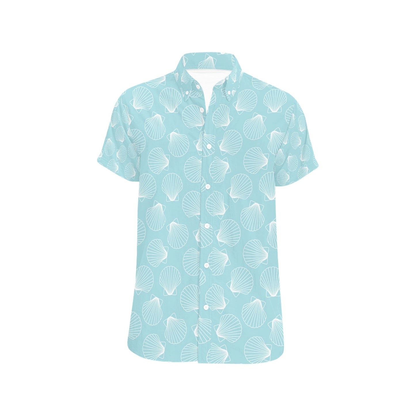 Seashell Print Design LKS3010 Men Short Sleeve Button Up Shirt