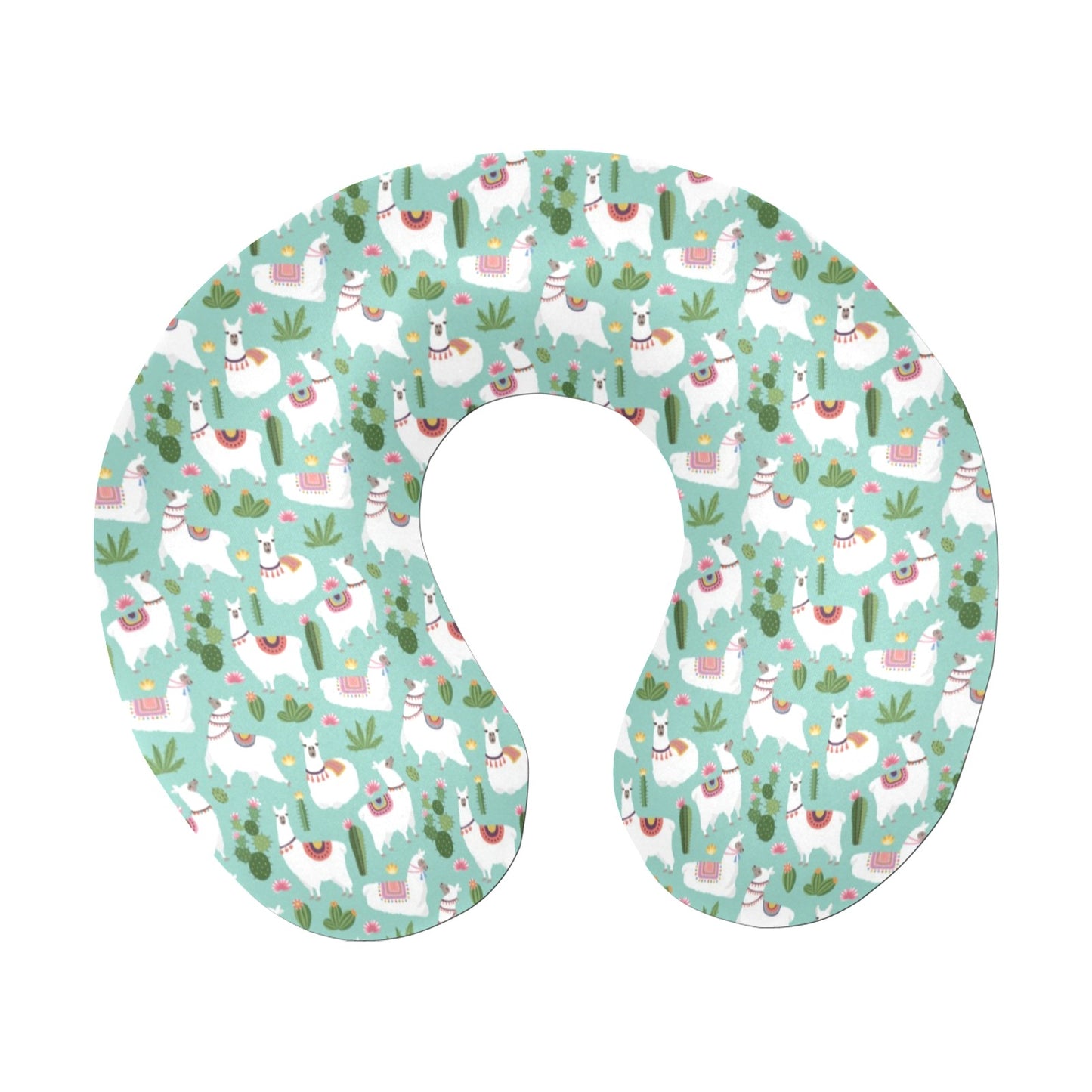 Llama with Cactus Themed Print U-Shaped Travel Neck Pillow