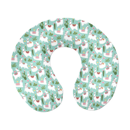 Llama with Cactus Themed Print U-Shaped Travel Neck Pillow