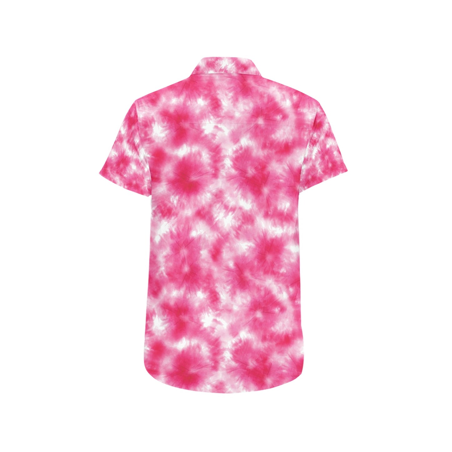Tie Dye Pink Print Design LKS304 Men Short Sleeve Button Up Shirt