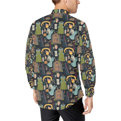 Creepy Halloween Print Design LKS304 Men's Long Sleeve Dress Shirt