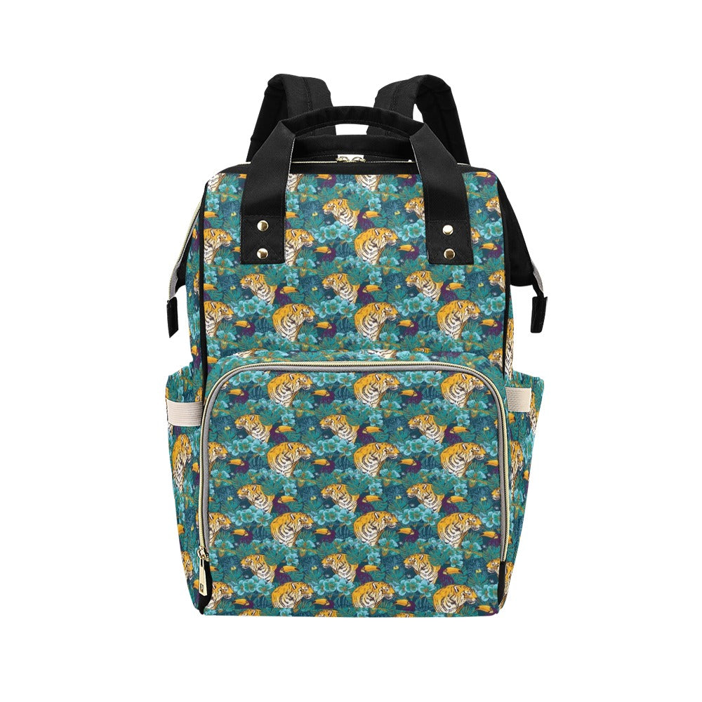 Tiger Tropical Print Design LKS301 Diaper Bag Backpack