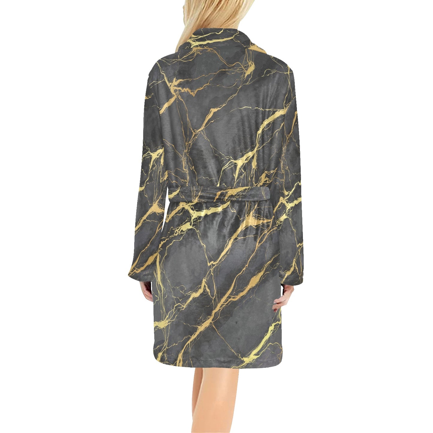 Marble Pattern Print Design 02 Women's Fleece Robe