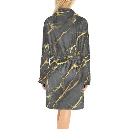 Marble Pattern Print Design 02 Women's Fleece Robe