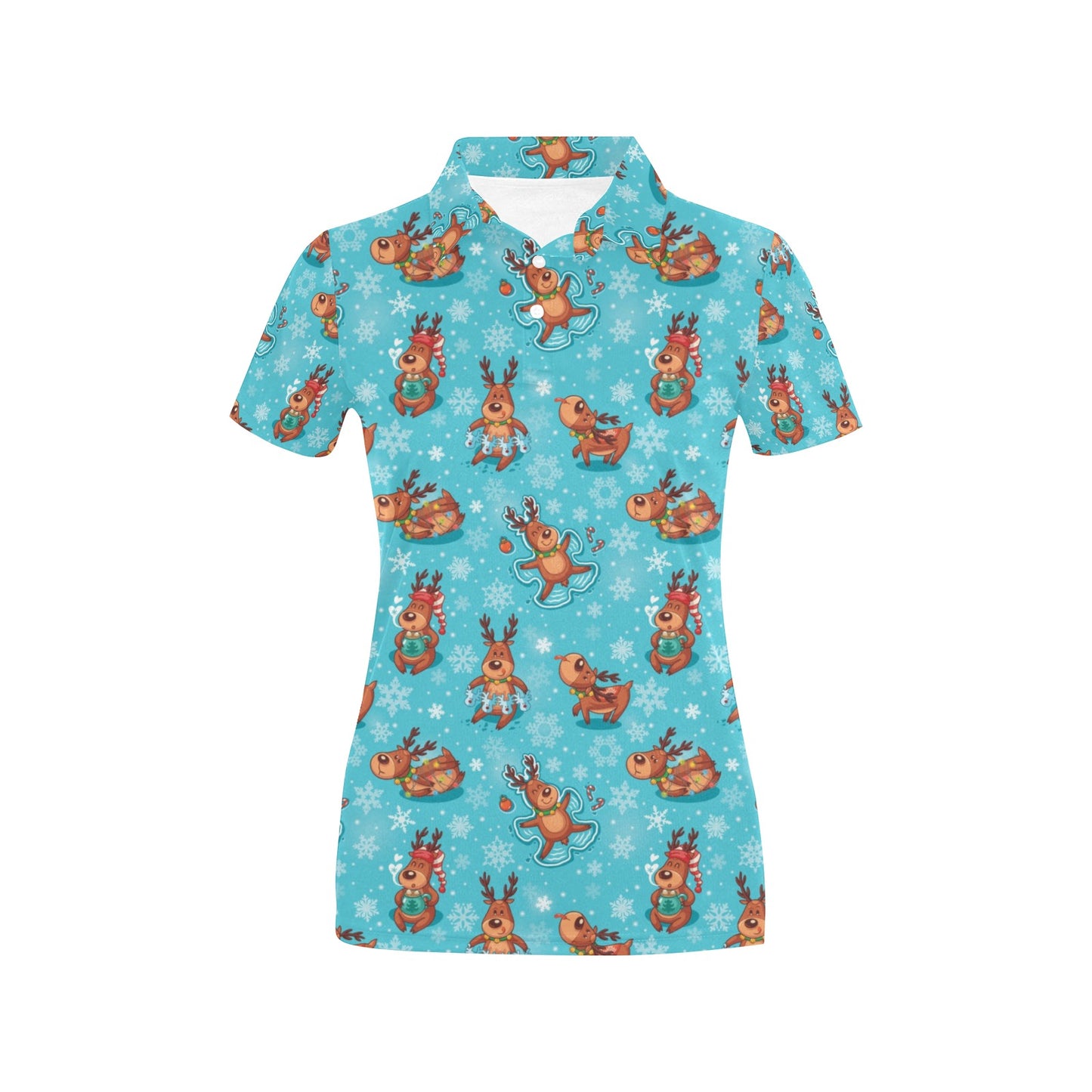 Reindeer Print Design LKS402 Women's Polo Shirt