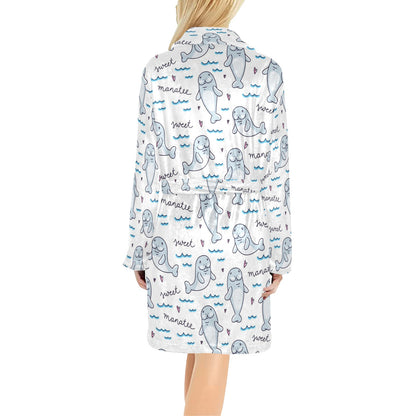 Manatee Baby Pattern Print Design 03 Women's Fleece Robe