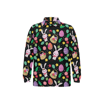 Easter Eggs Pattern Print Design RB05 Long Sleeve Polo Shirt For Men's