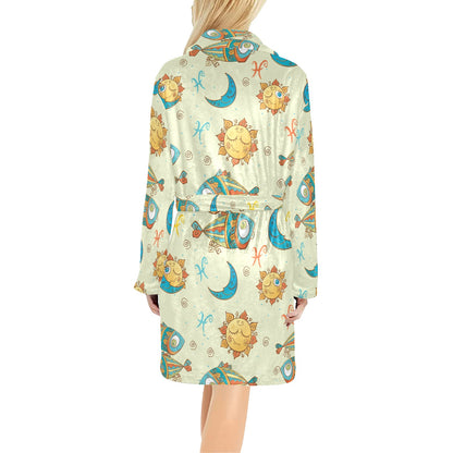 Pisces Pattern Print Design A03 Women's Fleece Robe