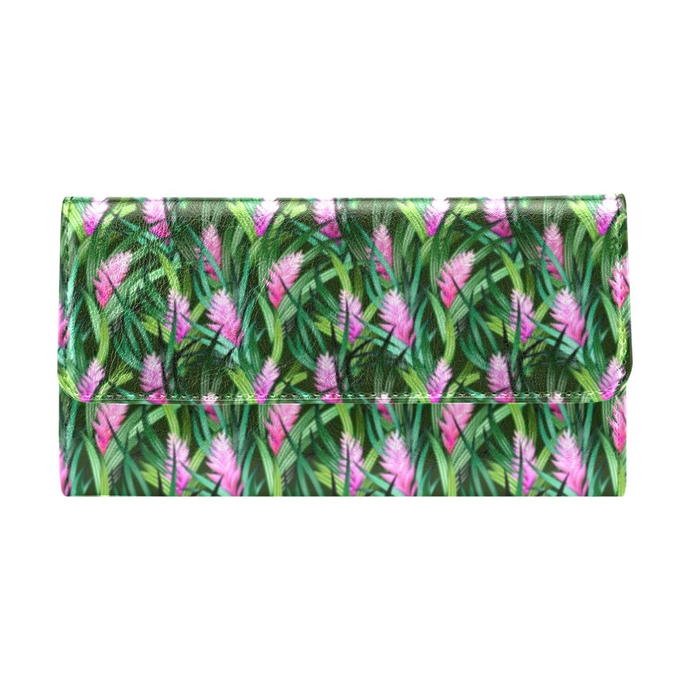 Tropical Folower Pink Heliconia Print Women's Trifold Wallet