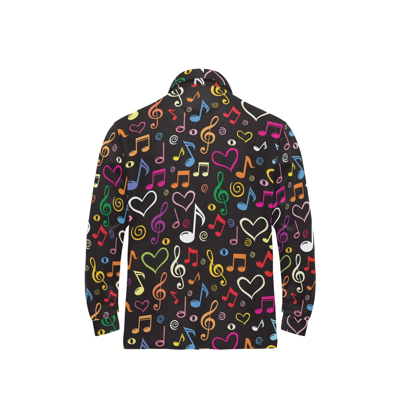 Music note Pattern Print Design A01 Long Sleeve Polo Shirt For Men's