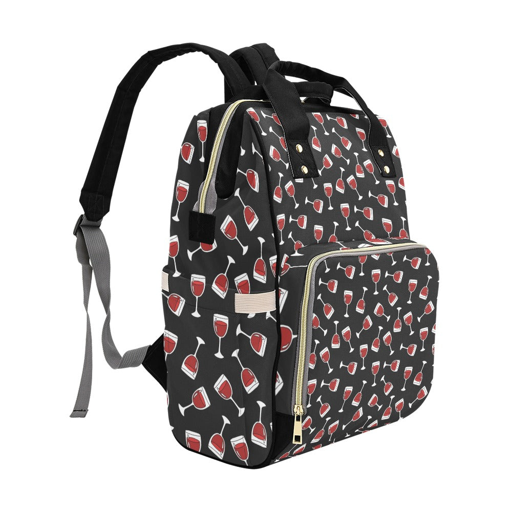 Wine Glass Print Design LKS303 Diaper Bag Backpack
