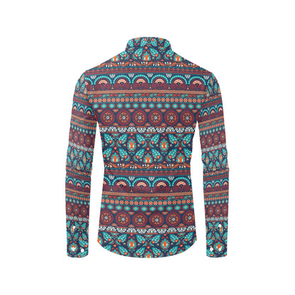 Suzani Print Design LKS302 Men's Long Sleeve Dress Shirt