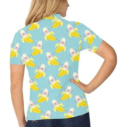 Banana Pattern Print Design BA07 Women's Polo Shirt