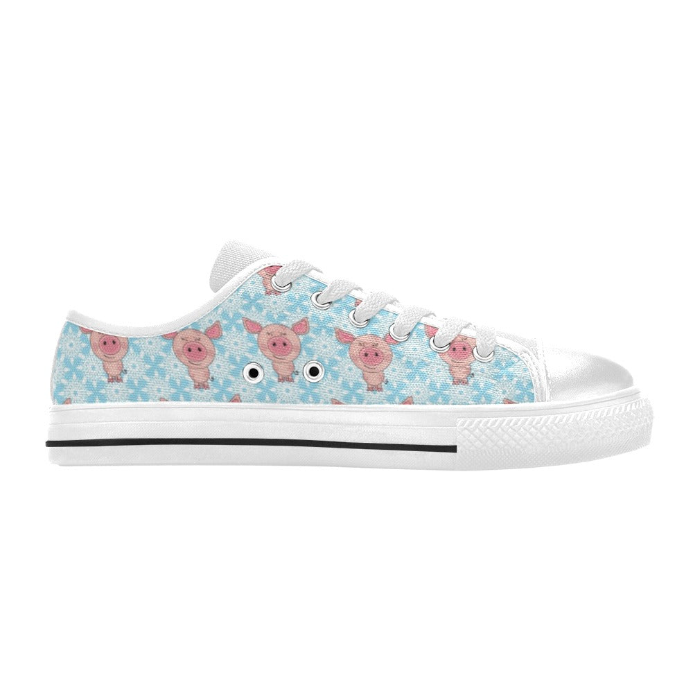 Pig Print Design LKS402 Women's White Low Top Shoes
