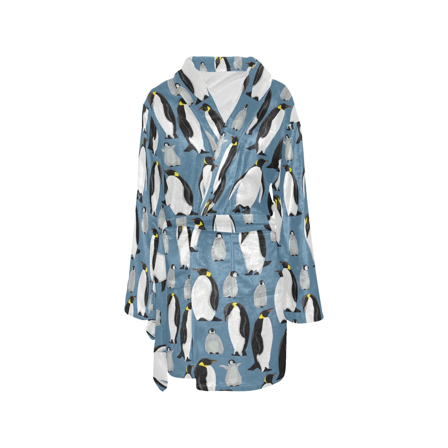 Penguin Pattern Print Design A03 Women's Fleece Robe
