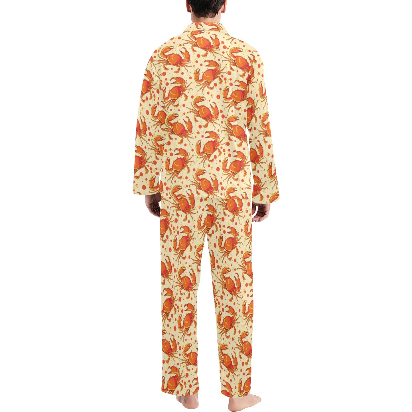 Crab Pattern Print Design 01 Men's Long Pajama Set