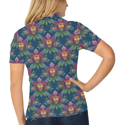 lotus Boho Pattern Print Design LO04 Women's Polo Shirt