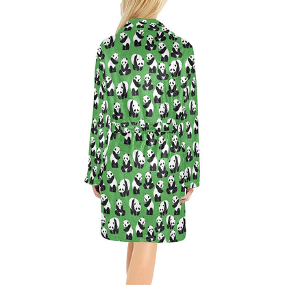 Panda Bear Pattern Themed Print Women's Fleece Robe