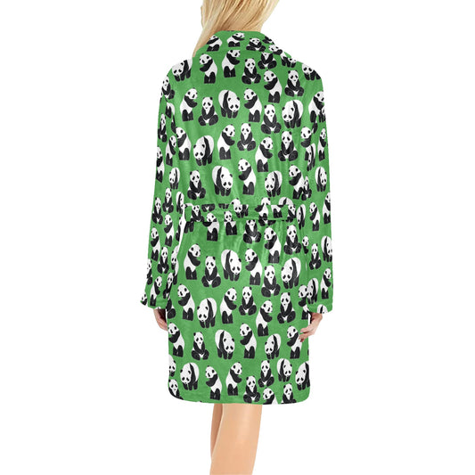 Panda Bear Pattern Themed Print Women's Fleece Robe