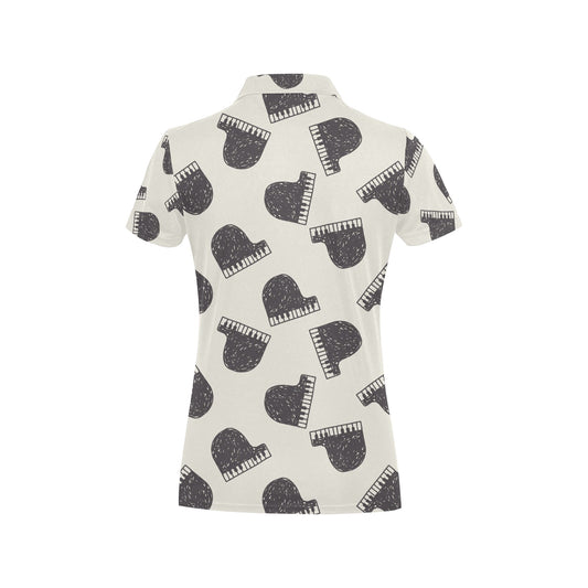 Piano Pattern Print Design 04 Women's Polo Shirt