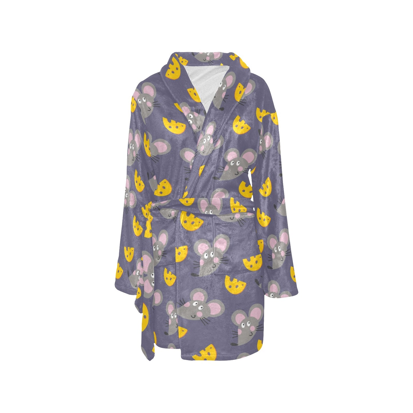Rat With Cheese Pattern Print Design 01 Women's Fleece Robe