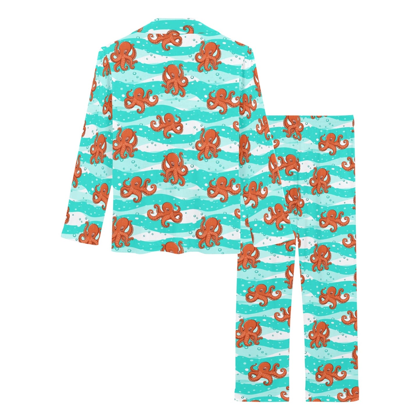 Octopus Cute Design Print Themed Women's Long Pajama Set