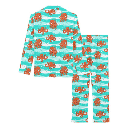 Octopus Cute Design Print Themed Women's Long Pajama Set
