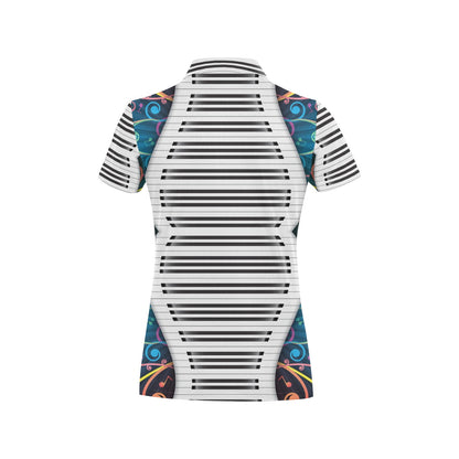 Piano Pattern Print Design 01 Women's Polo Shirt