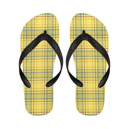 Tartan Yellow Print Design LKS301 Flip Flops