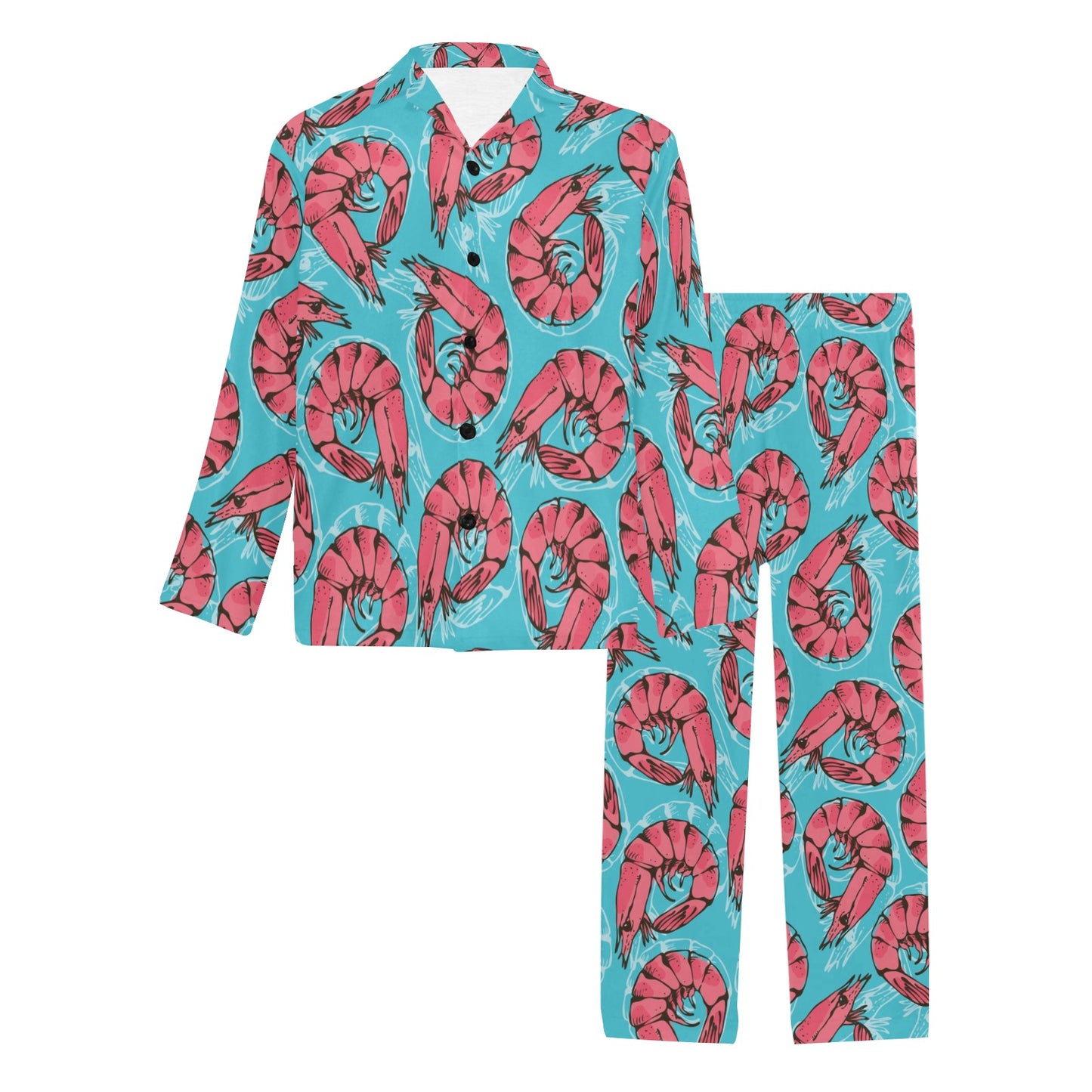 Prawn Pattern Print Design 01 Men's Long Pajama Set