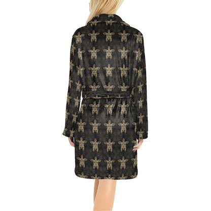 Gold Tribal Turtle Polynesian Design Women's Fleece Robe