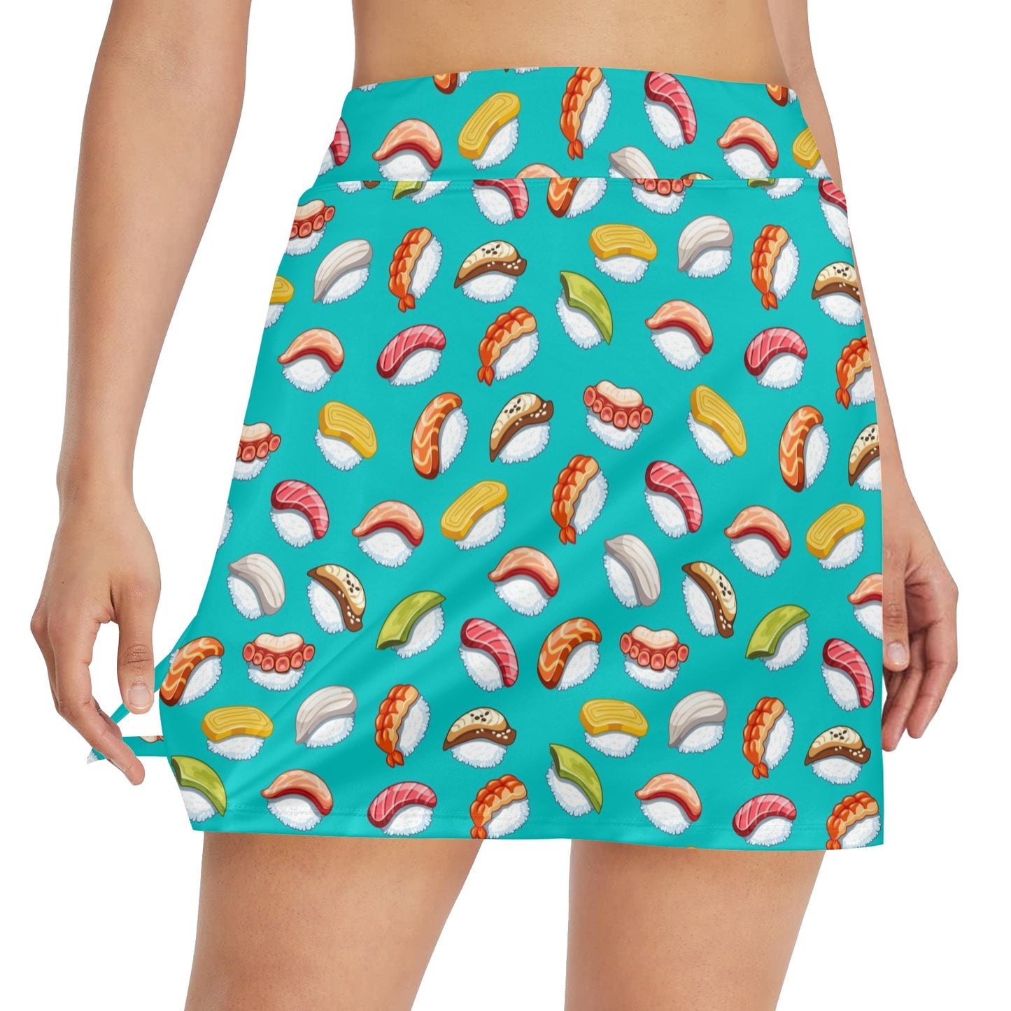 Sushi Themed Print 17" Golf & Pickleball Skort with Pockets