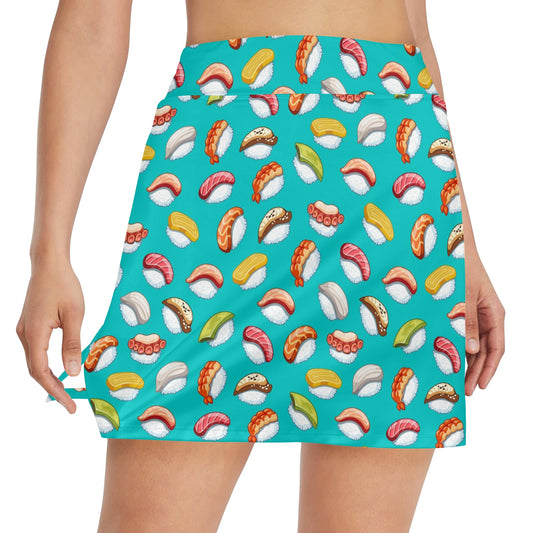 Sushi Themed Print 17" Golf & Pickleball Skort with Pockets