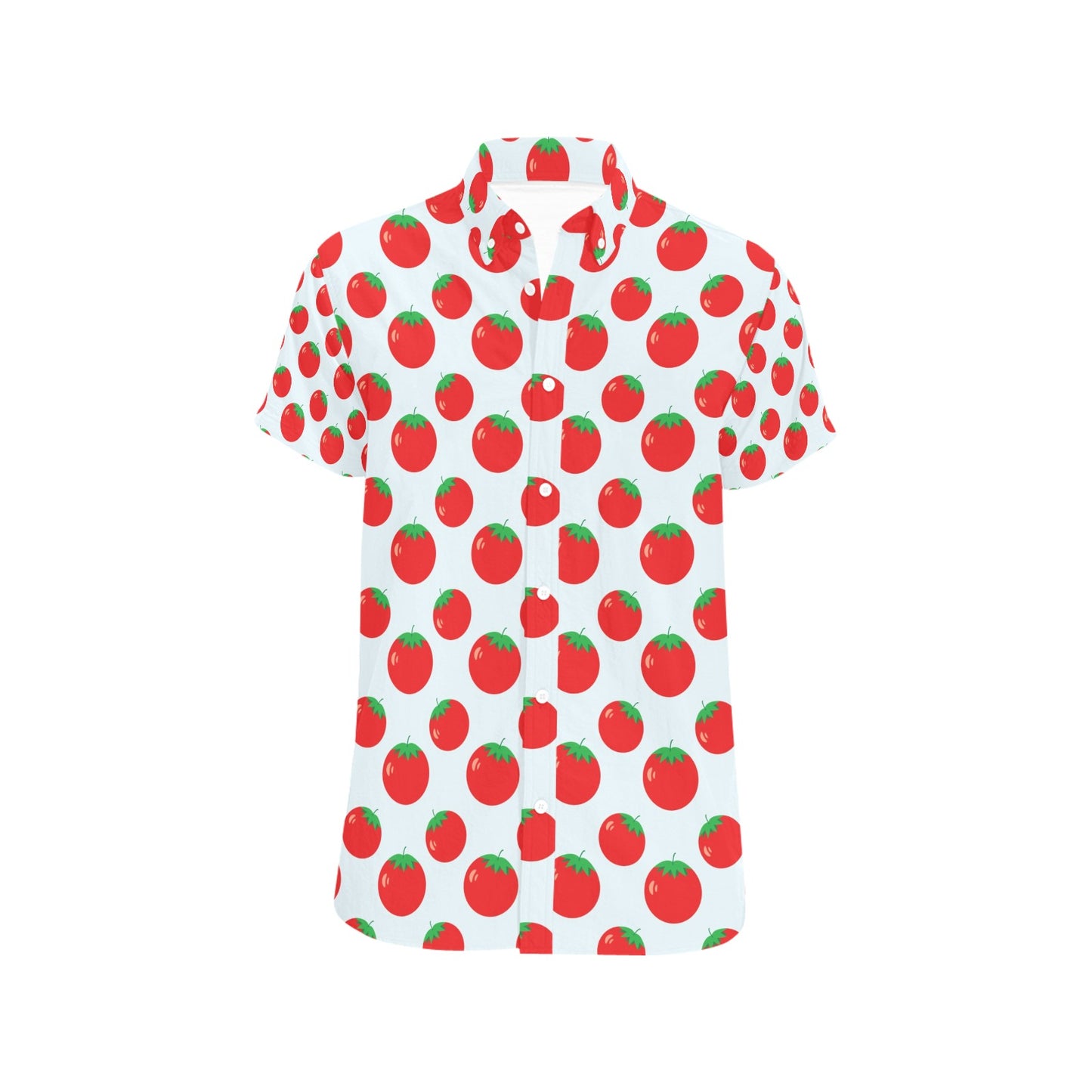 Tomato Print Design LKS307 Men Short Sleeve Button Up Shirt