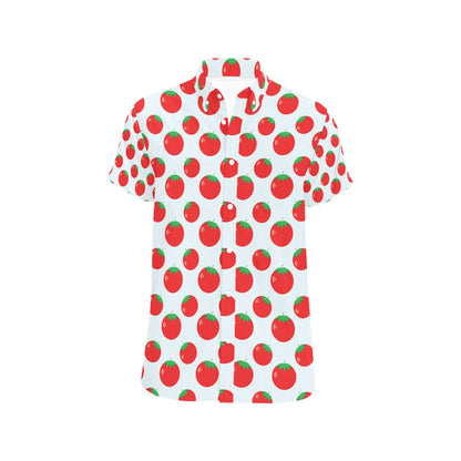 Tomato Print Design LKS307 Men Short Sleeve Button Up Shirt
