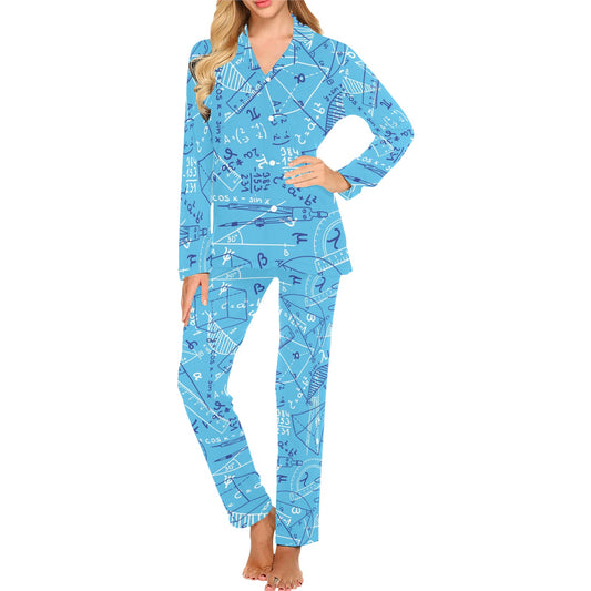 Math Pattern Print Design 02 Women's Long Pajama Set