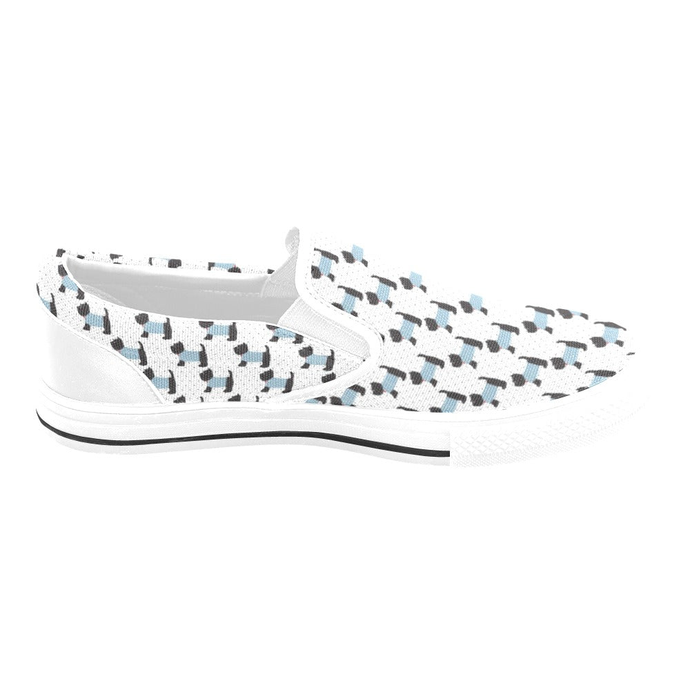 Scottish Terriers Print Design LKS3012 White Slip Ons Canvas Women's Shoes