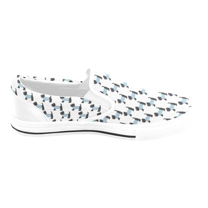 Scottish Terriers Print Design LKS3012 White Slip Ons Canvas Women's Shoes