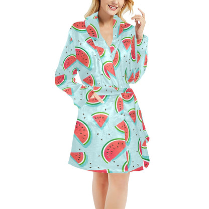 Watermelon Pattern Print Design WM03 Women's Fleece Robe