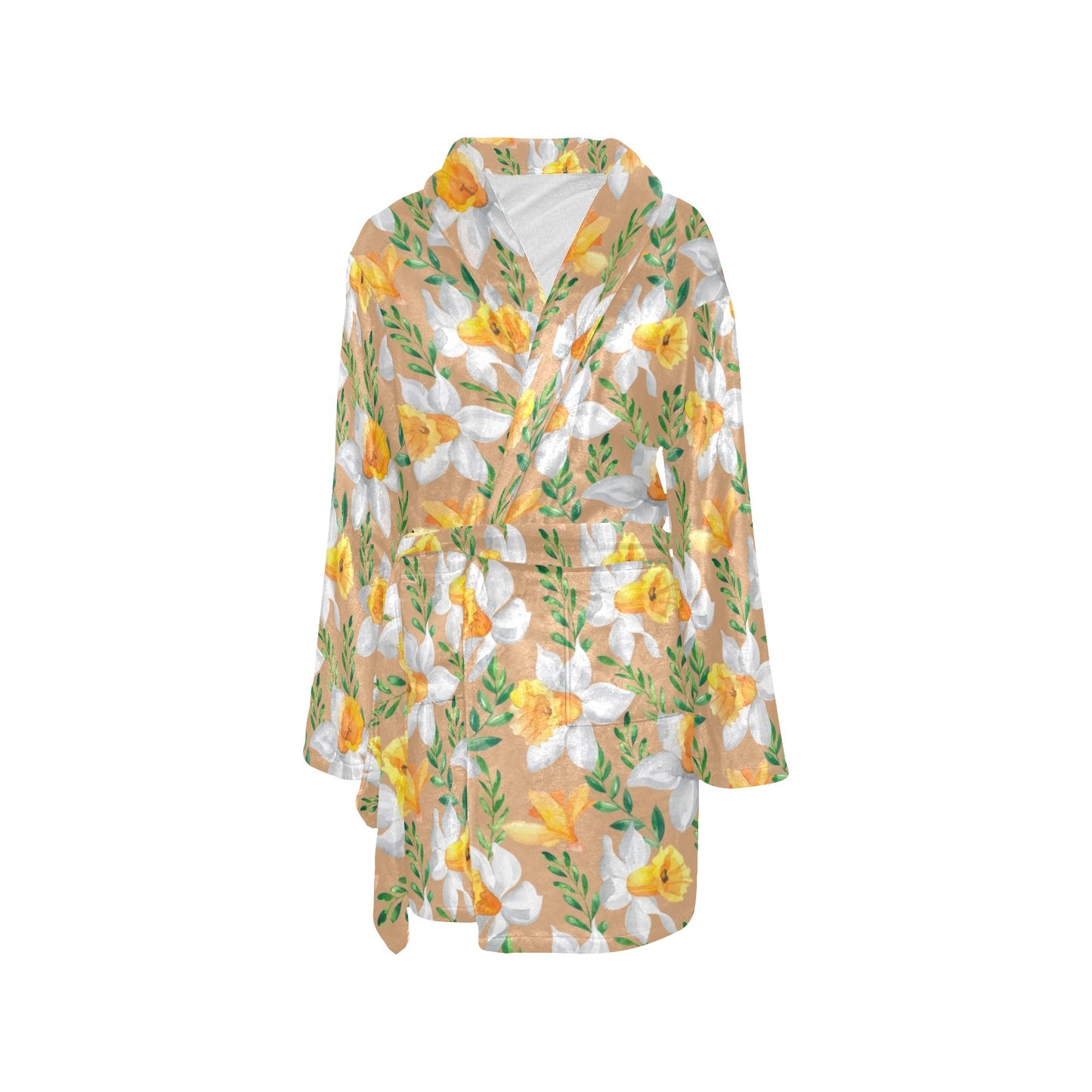 Daffodils Pattern Print Design DF04 Women's Fleece Robe