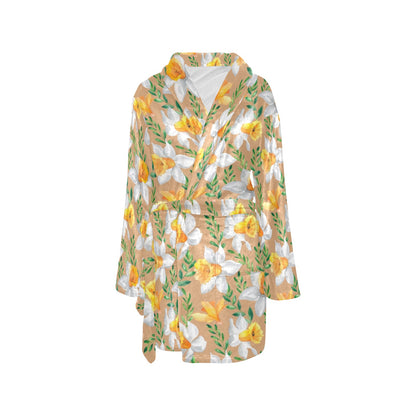 Daffodils Pattern Print Design DF04 Women's Fleece Robe
