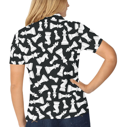 Chess Pattern Print Design 01 Women's Polo Shirt